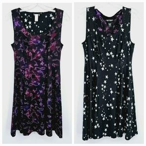 Hot Topic Galaxy Print Reversible Fit Flare Dress S Purple Black Constellations